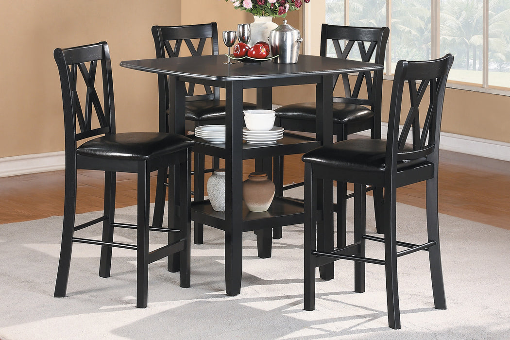 Norman 5-Piece Pack Counter Height Set in Black - 2514BK-36