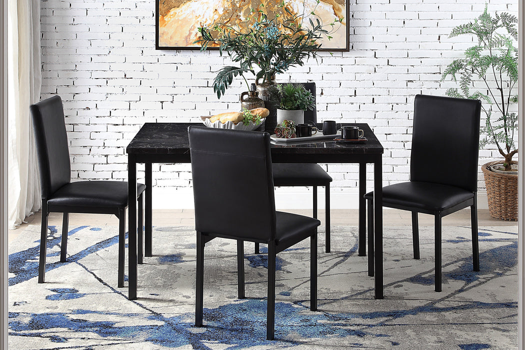 Tempe Dining Table, Faux Marble Top in Black - 2601BK-48