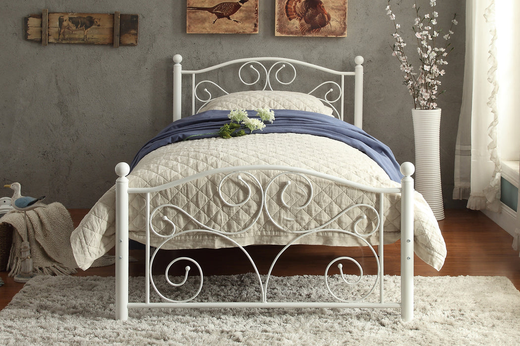 Pallina Twin Platform Bed in White - 2021TW-1