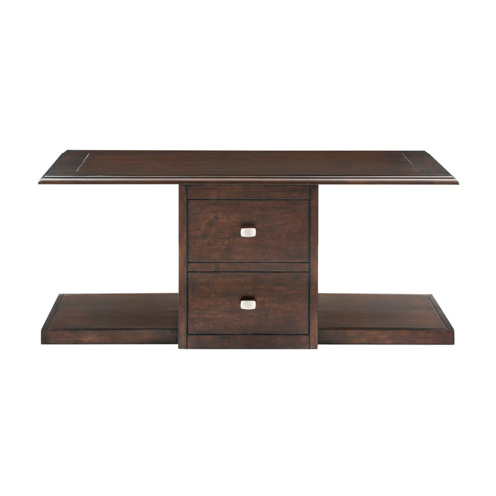 Claremore Cocktail Table with two Ottomans in Brown - 3500-30