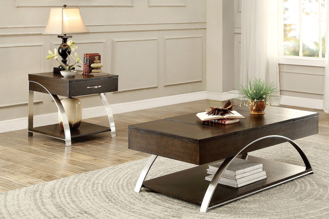 Tioga End Table in Gold/Silver/Champagne/Brown - 3533RF-04