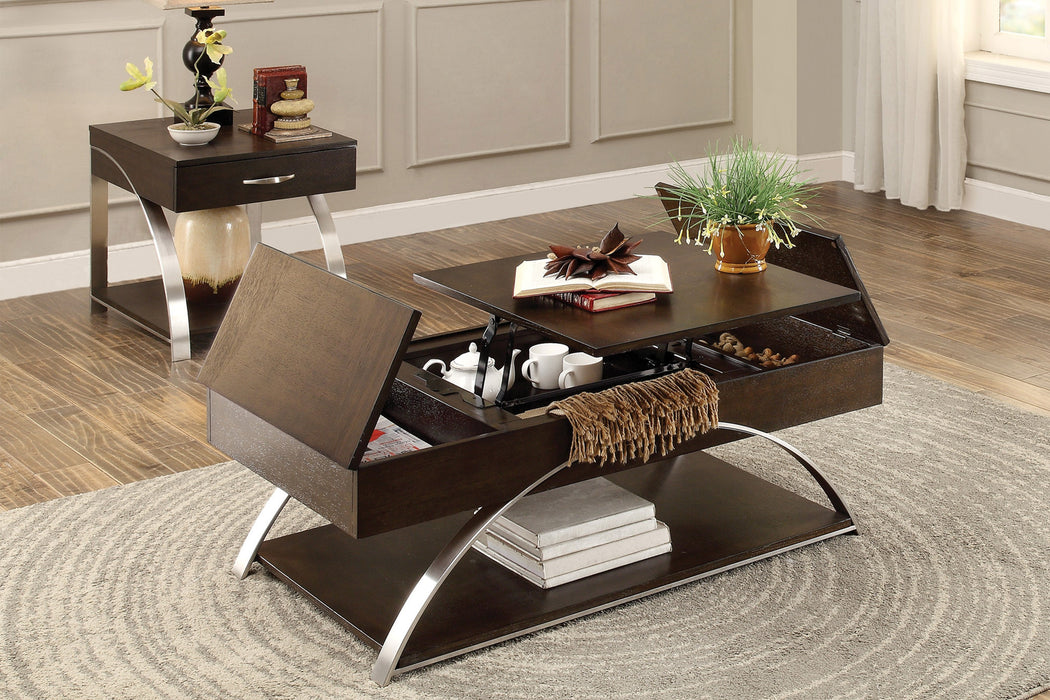 Tioga Lift Top Cocktail Table in Brown/Gold/Silver/Champagne - 3533RF-30