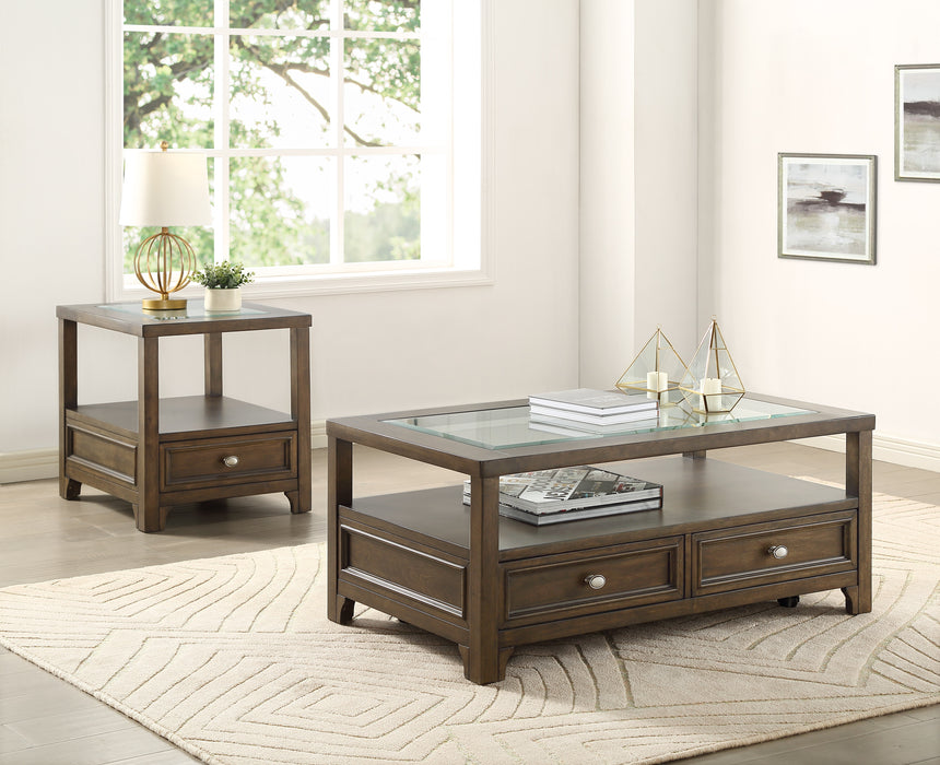 Auburn Cocktail Table in Brown/Transparent - 3624-30