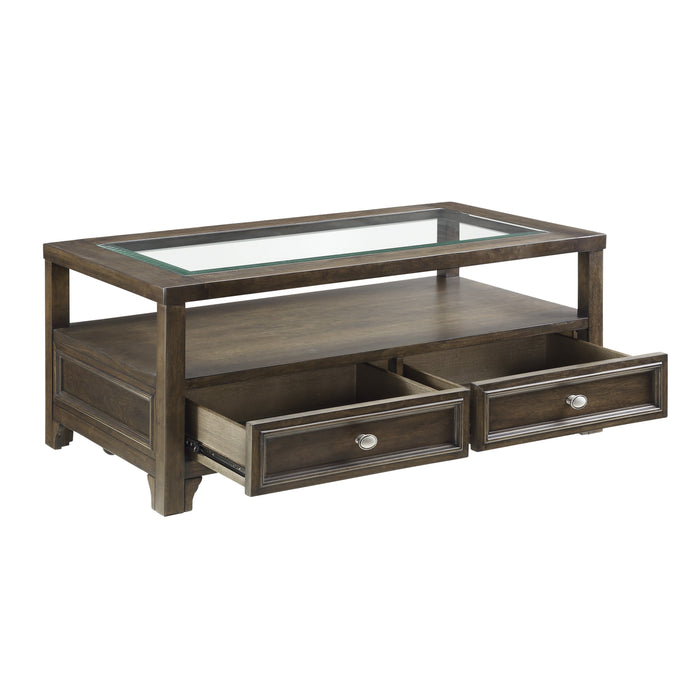 Auburn Cocktail Table in Brown/Transparent - 3624-30