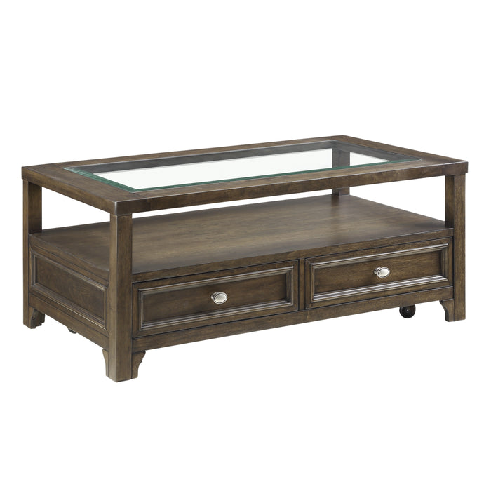 Auburn Cocktail Table in Brown/Transparent - 3624-30