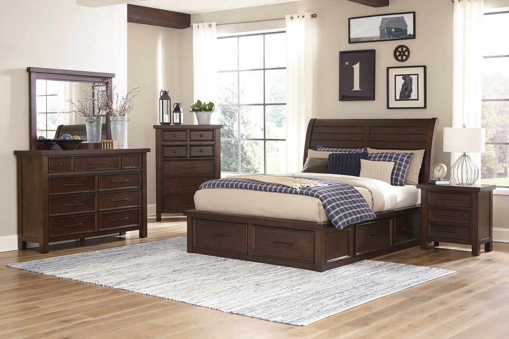 Logandale Eastern King Platform Bed with Footboard Storage in Brown - 1559K-1EK