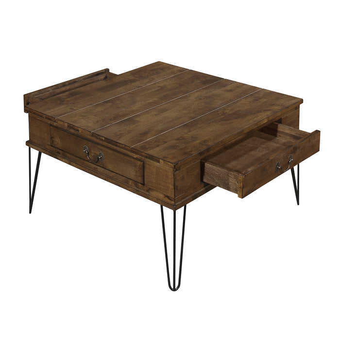 Shaffner Square Cocktail Table in Brown/Black/Oak - 3670M-01