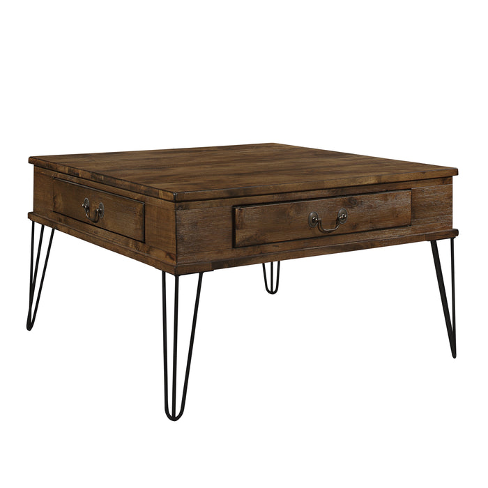 Shaffner Square Cocktail Table in Brown/Black/Oak - 3670M-01