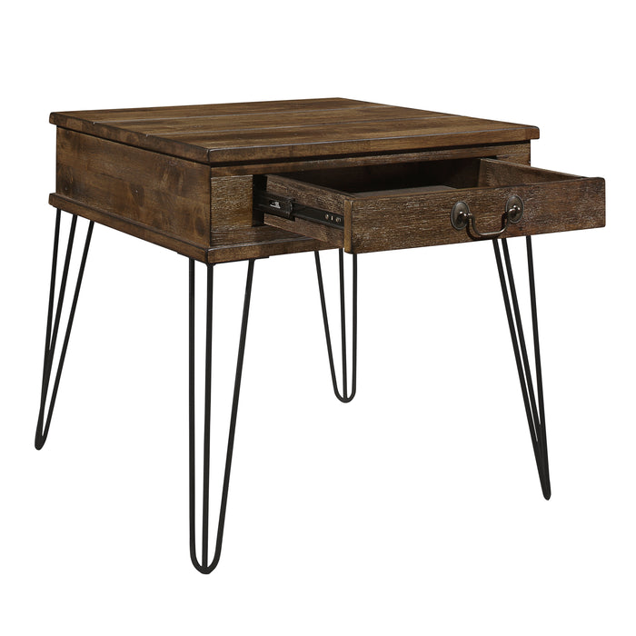 Shaffner End Table in Brown/Black/Oak - 3670M-04