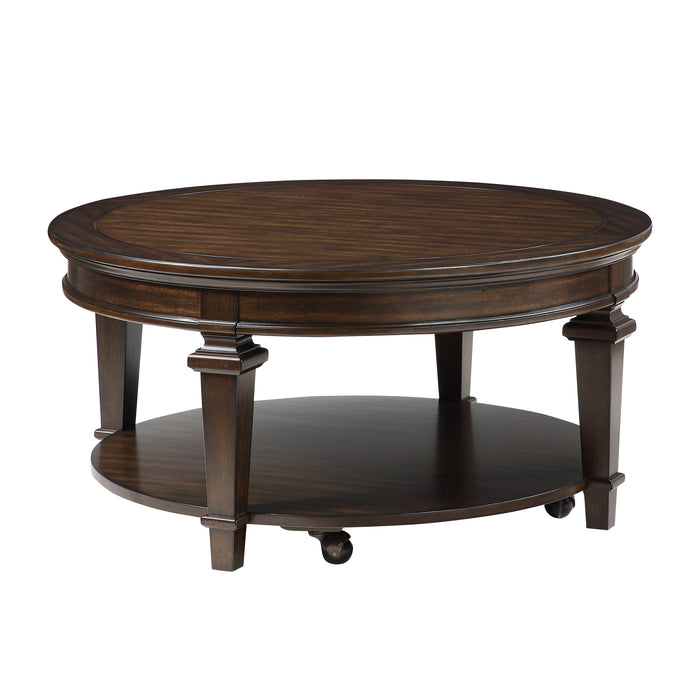 Tobias Round Cocktail Table in Espresso - 3681-01RD