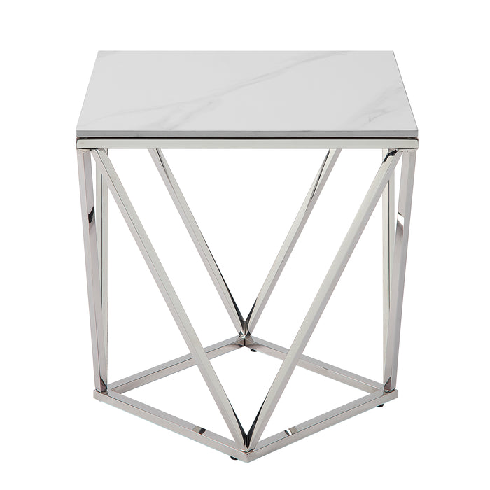 Alfeo End Table in Silver/White - 3694-04 image