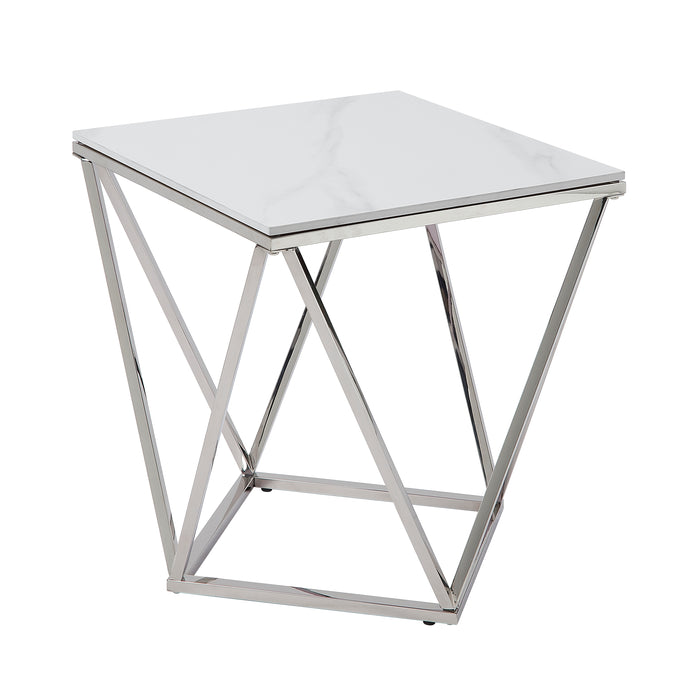 Alfeo End Table in Silver/White - 3694-04