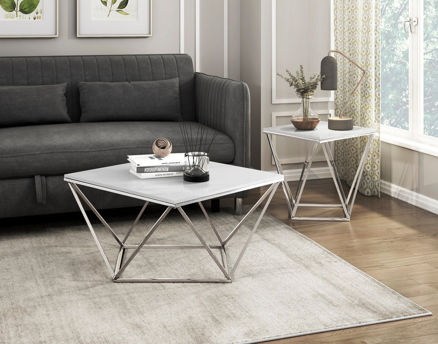 Alfeo End Table in Silver/White - 3694-04