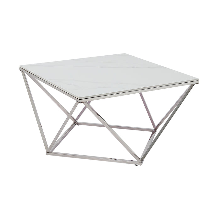 Alfeo Cocktail Table in Silver/White - 3694-30