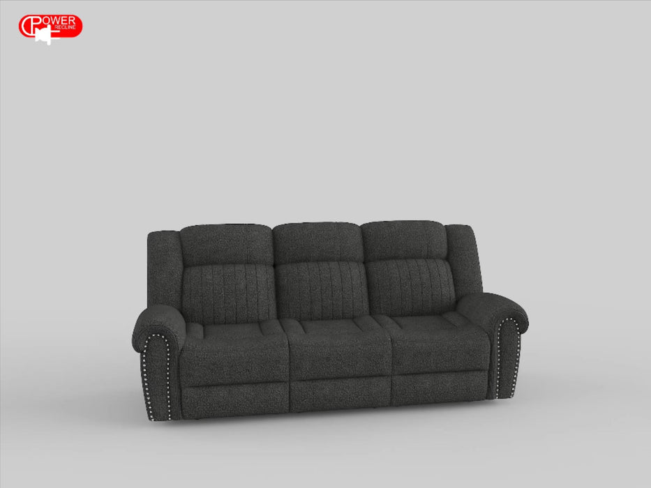 Brennen Power Double Reclining Sofa in Gray - 9204CC-3PW