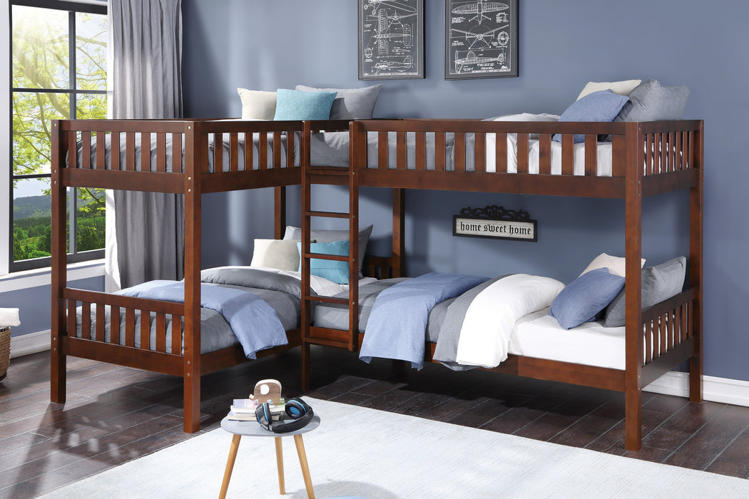 Rowe (3) Corner Bunk Bed in Cherry - B2013CNDC-1*