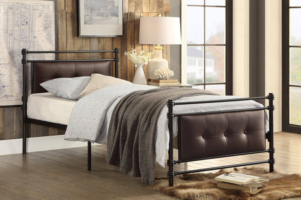 Jayla Twin Platform Bed in Brown/Black/Metal - 2050T-1