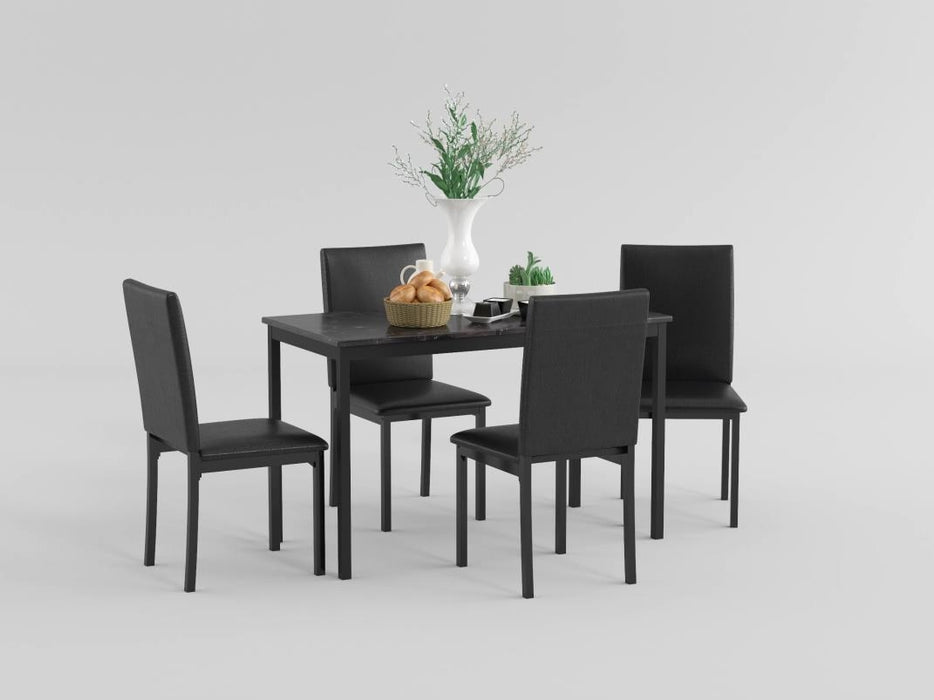 Tempe Dining Table, Faux Marble Top in Black - 2601BK-48