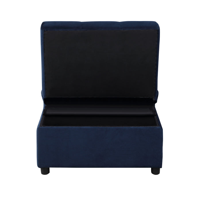 Garrell Lift Top Storage Bench with Pull-out Bed in Blue - 4615-F1