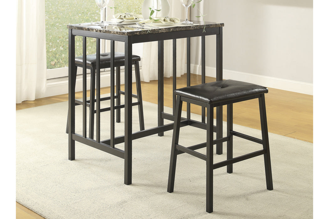 Edgar 3-Piece Pack Counter Height Set in Brown/Black - 5106BK