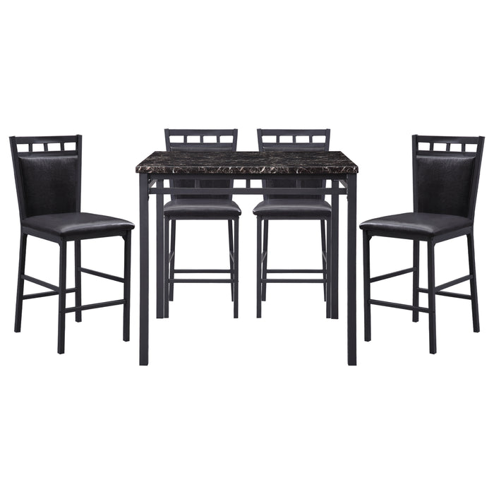 Olney 5-Piece Pack Counter Height Set, Faux Marble Top in Brown/Black - 5275-36 image