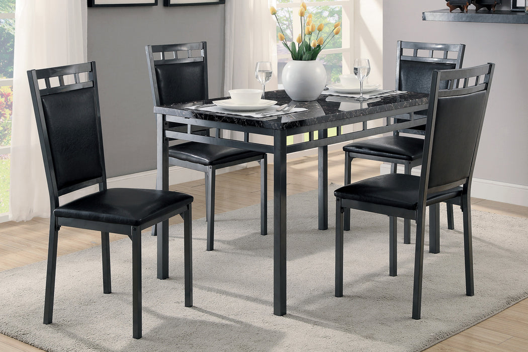 Olney 5-Piece Pack Dinette Set, Faux Marble Top in Brown/Black - 5275