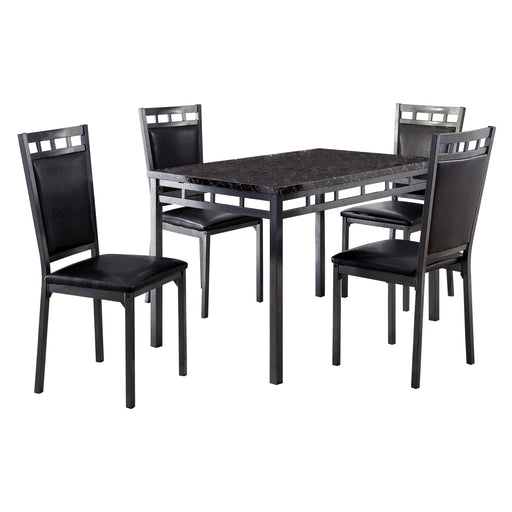 Olney 5-Piece Pack Dinette Set, Faux Marble Top in Brown/Black - 5275 image