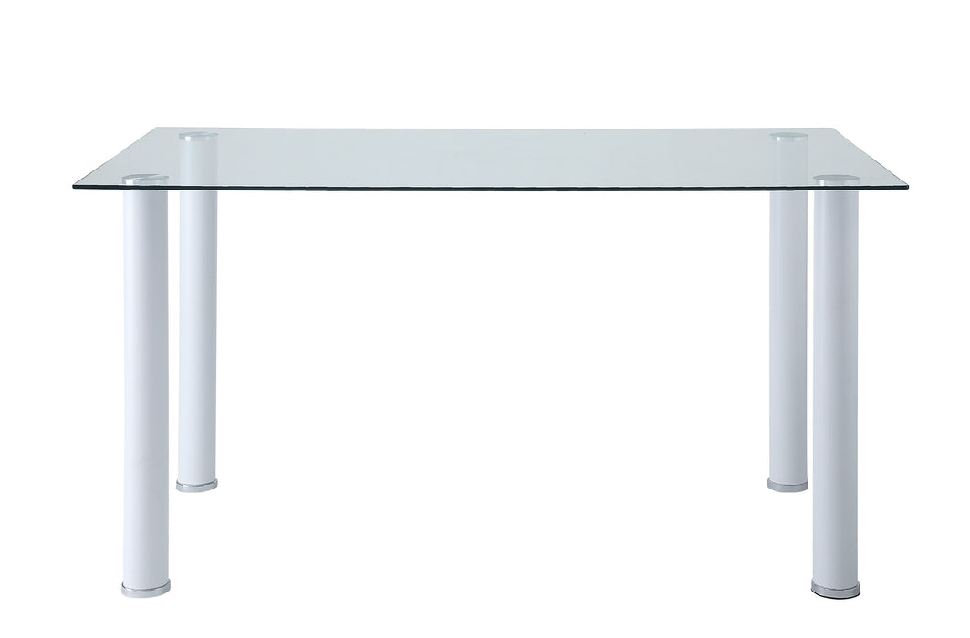 Florian Dining Table, Glass Top in White/Transparent/Gold/Silver/Champagne - 5538W*