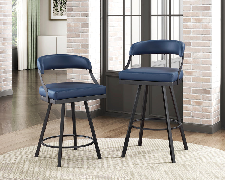 Crowley Swivel Pub Height Chair in Black/Blue - 5565-29BU