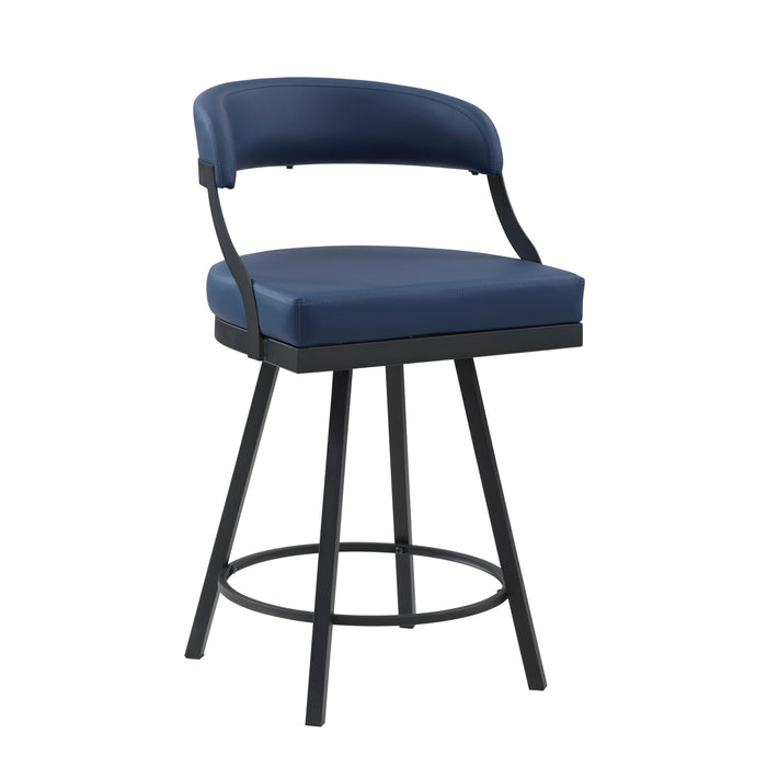 Crowley Swivel Counter Height Chair in Black/Blue - 5565-24BU