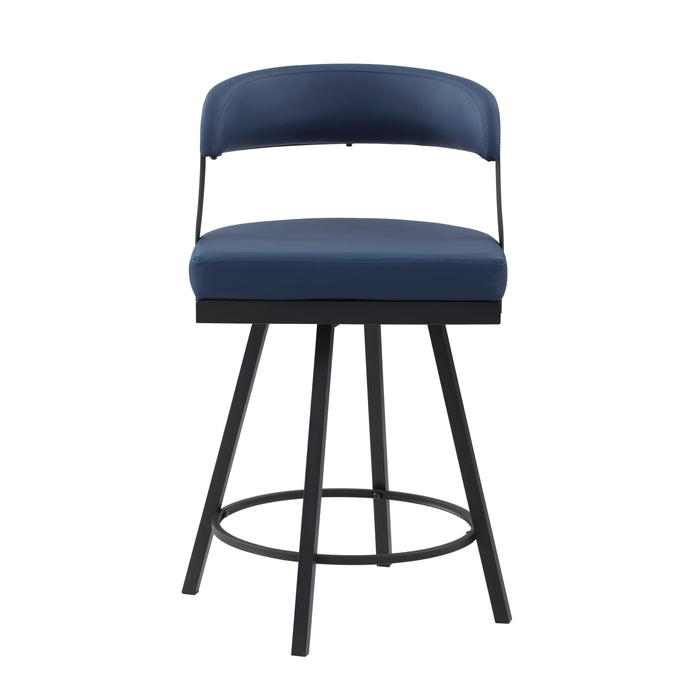 Crowley Swivel Counter Height Chair in Black/Blue - 5565-24BU