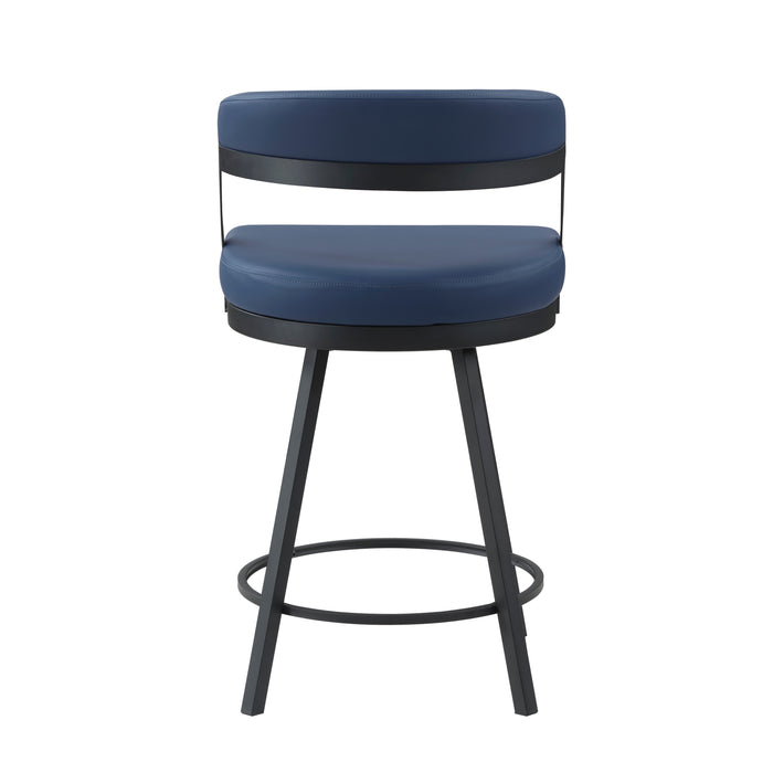 Crowley Swivel Counter Height Chair in Black/Blue - 5565-24BU