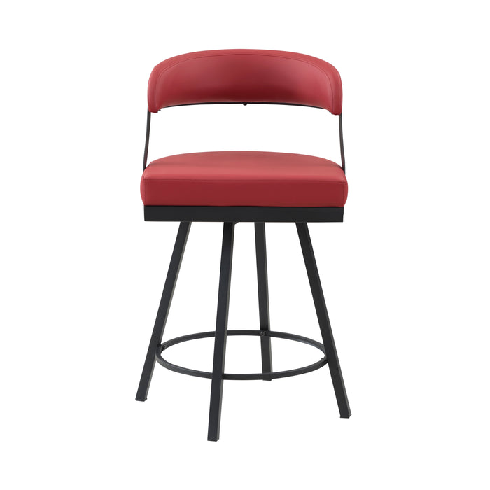 Crowley Swivel Counter Height Chair in Black/Red - 5565-24RD