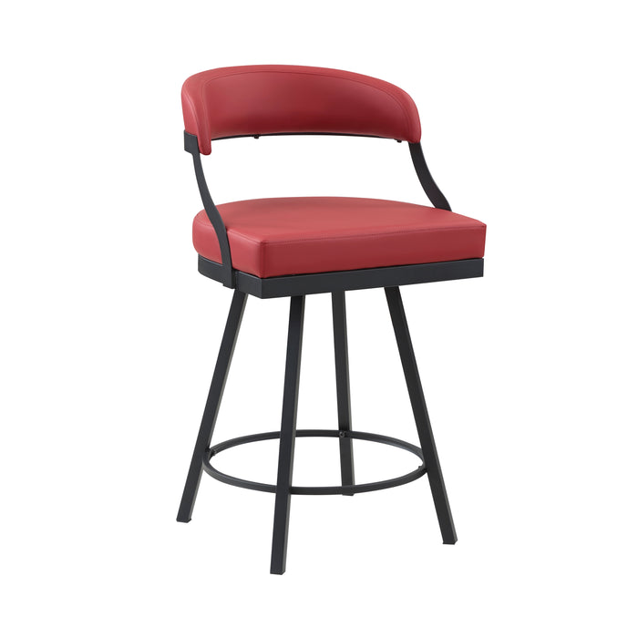 Crowley Swivel Counter Height Chair in Black/Red - 5565-24RD