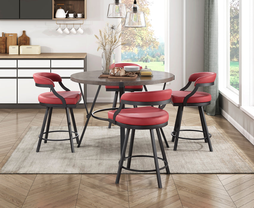 Crowley Swivel Counter Height Chair in Black/Red - 5565-24RD