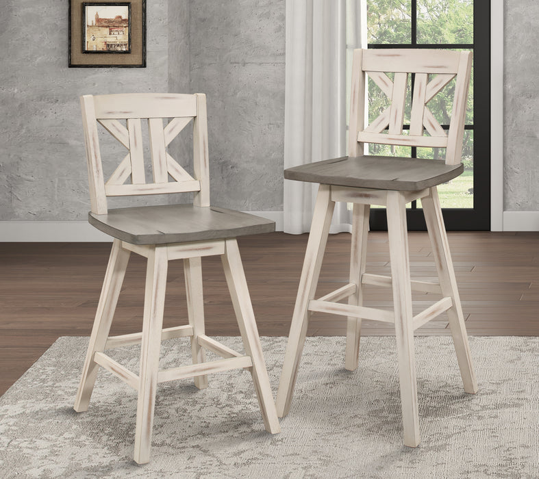 Amsonia Swivel Pub Height Chair in White/Gray - 5602-29WTS1