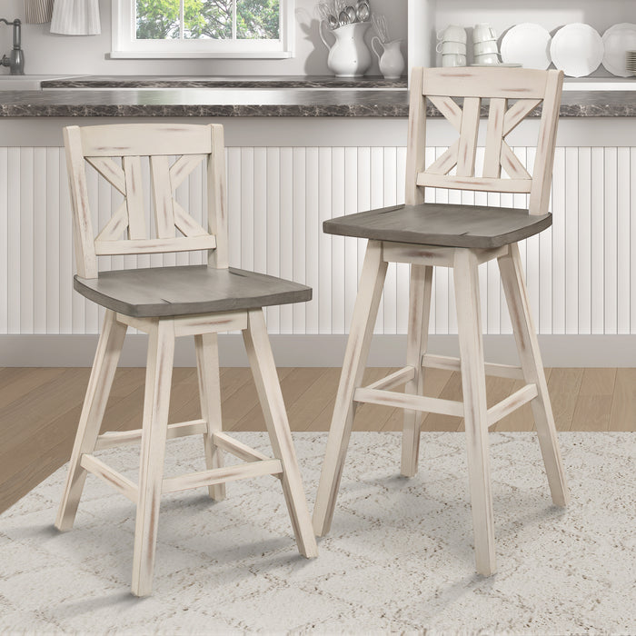 Amsonia Swivel Counter Height Chair in White/Gray - 5602-24WTS1