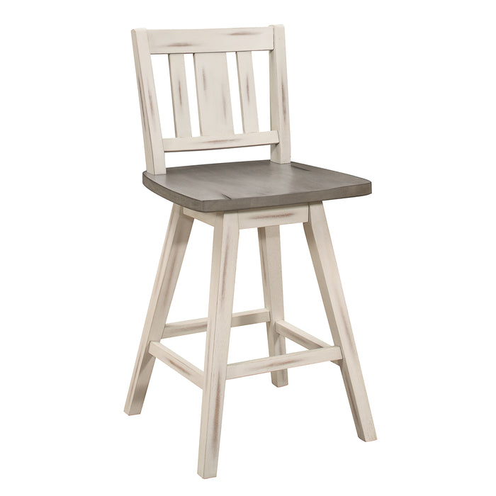 Amsonia Swivel Counter Height Chair in White/Gray - 5602-24WTS2