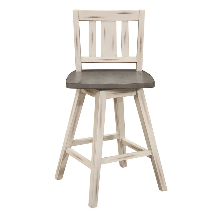 Amsonia Swivel Counter Height Chair in White/Gray - 5602-24WTS2