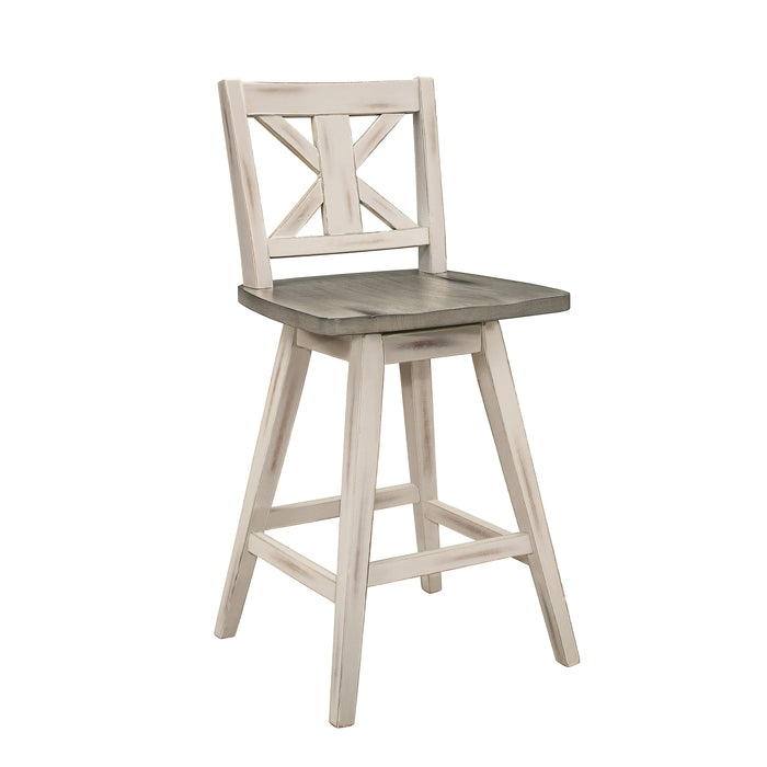 Amsonia SWIVEL COUNTER HEIGHT CHAIR, WHITE in White/Gray - 5602-24WT