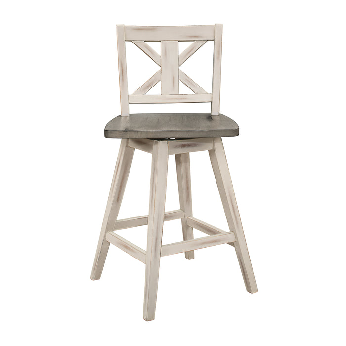 Amsonia SWIVEL COUNTER HEIGHT CHAIR, WHITE in White/Gray - 5602-24WT