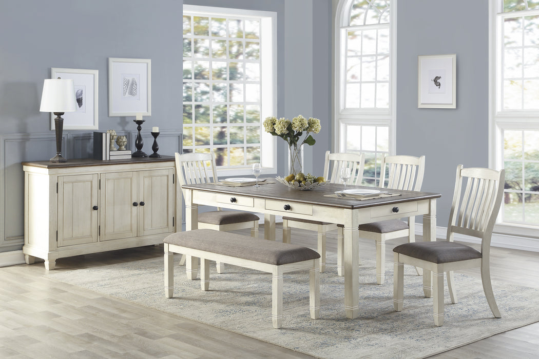 Granby Dining Table in White/Brown - 5627NW-72