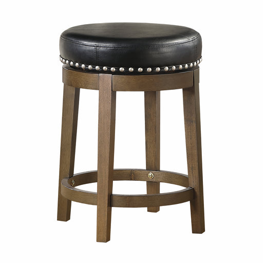 Westby Round Swivel Counter Height Stool, Black in Black/Brown - 5681BLK-24 image