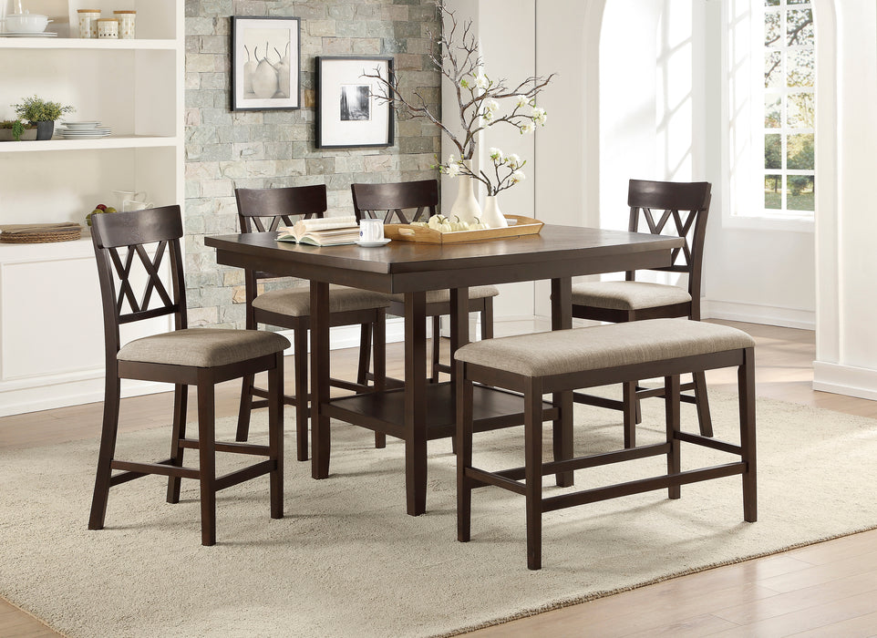 Balin Counter Height Table with Lazy Susan in Brown - 5716-36