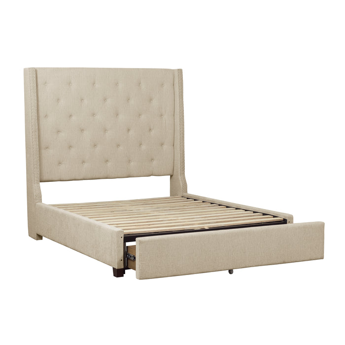 Fairborn Full Platform Bed with Storage Footboard in Beige - 5877FBE-1DW