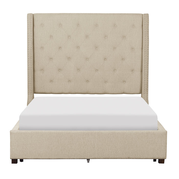 Fairborn Full Platform Bed with Storage Footboard in Beige - 5877FBE-1DW