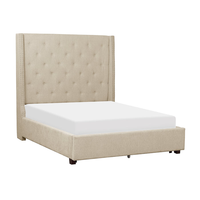 Fairborn Full Platform Bed with Storage Footboard in Beige - 5877FBE-1DW