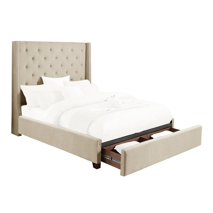 Fairborn Full Platform Bed with Storage Footboard in Beige - 5877FBE-1DW image