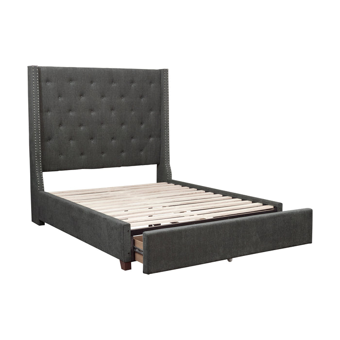 Fairborn Queen Platform Bed with Storage Footboard in Gray - 5877GY-1DW