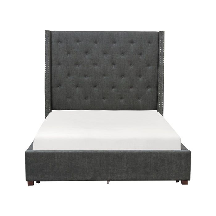 Fairborn Queen Platform Bed with Storage Footboard in Gray - 5877GY-1DW